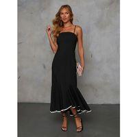 Kadın Ip Askılı Straplez Kesim Detay Maksi Boy Janjan Krep Elbise