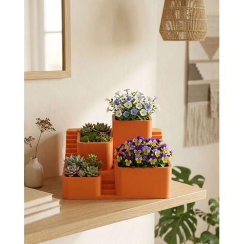 3d Modern Çok Bölmeli Kaktüs Saksı Seti Dekoratif Masaüstü Sukulent Standı