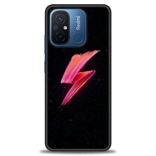 Xiaomi Redmi 12C Kılıf HD Baskılı Kılıf - Pembe Şimşek + Tam Ekran Koruyucu