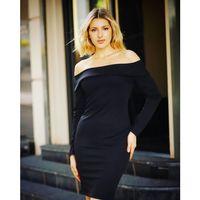 Kadın Uzun Kollu Madonna Yaka Diz üstü Elbise