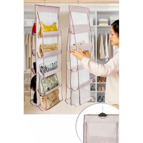 10 Gözlü Çanta Askılığı Dolap İçi Düzenleyici Organizer - Şeffaf Bölmeli Asılabilir Çantalık Korumalı Kılıf