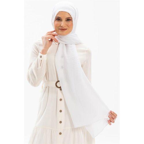 Düz Vual Kumaş Şal Beyaz Byz