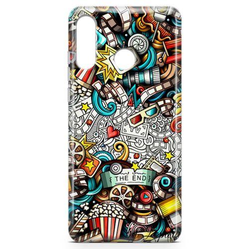 Huawei Nova 4e Kılıf Sinema Doodle Arka Kapak Koruma Desenli Full Koruyucu