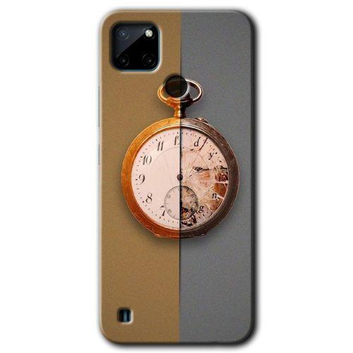 Realme C21 Kılıf Baskılı Kapak - Clocks Artwork + 5D Tam Kaplayan Cam