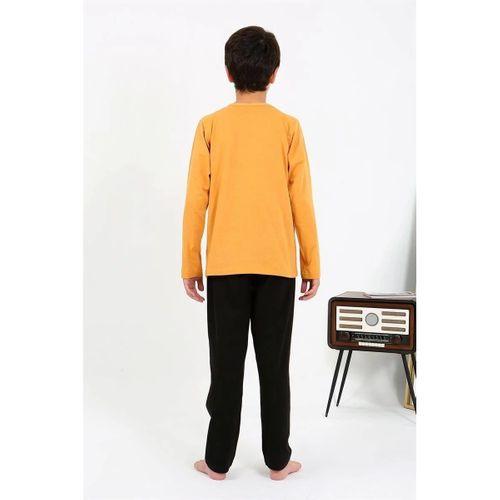 Erkek Çocuk Uzun Kol Penye Pijama Takım Sarı