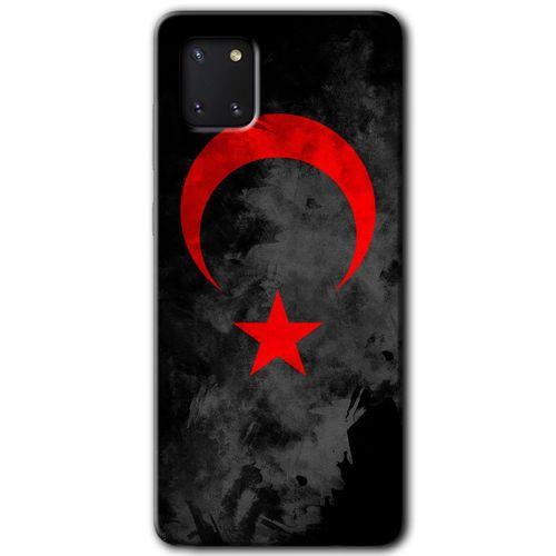 Galaxy Note 10 Lite Kılıf HD Desen Baskılı Arka Kapak - Black Ayyıldız + Kırılmaz Cam