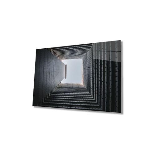 Siyah Beyaz Geometrik Bina Cam Tablo, Ev Ve Ofis Duvar Dekoru Hediyelik Büyük Tablo Dayanıklı Cam