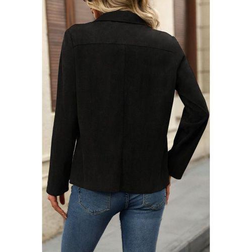 Kadın Uzun Kollu önü Açık Yakalı Süet Ceket