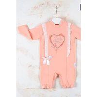 Love Kalp Nakışlı % 100 Pamuk Kız Bebek Tulumu