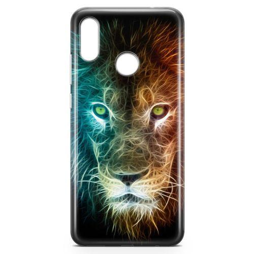 Huawei Y9 2019 Kılıf Neon Aslan Arka Kapak Koruma Desenli Full Koruyucu
