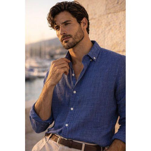 Bien Pamuk Keten Erkek Gömlek - Lacivert