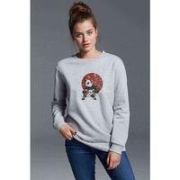 Panda Gitar Baskılı Gri Kadın Sweatshirt