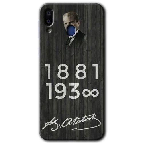 Potkal Hediye Fabrikası Samsung Galaxy M10s HD Baskılı Kılıf + 9D Tam Ekran Koruyucu - Atatürk Ahşap İmza