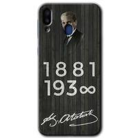 Potkal Hediye Fabrikası Samsung Galaxy M10s HD Baskılı Kılıf + 9D Tam Ekran Koruyucu - Atatürk Ahşap İmza