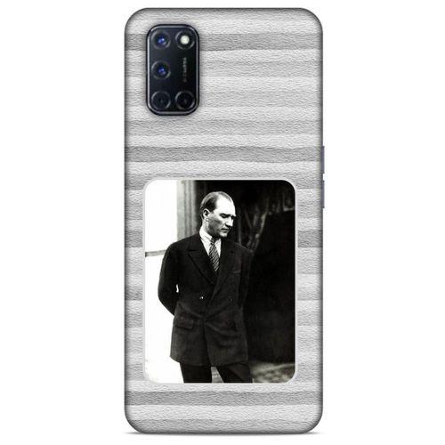 Oppo A92 Kılıf Atatürk (36) Glitter Kılıf Gri Kumlar