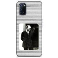Oppo A92 Kılıf Atatürk (36) Glitter Kılıf Gri Kumlar