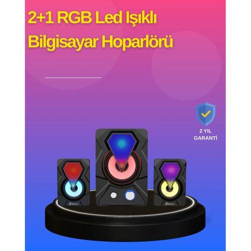 2 1 Kanal Rgb Led Oyun Hoparlörü Subwoofer Destekli