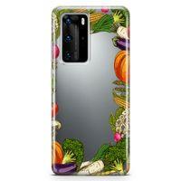 Huawei P40 Pro Kılıf Vegan Yiyecekler Arka Kapak Koruma Desenli Full Koruyucu