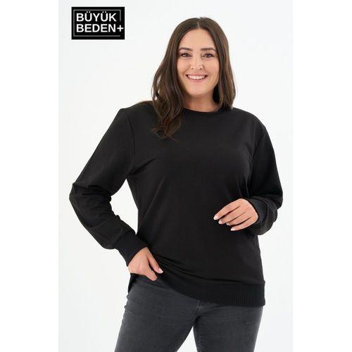 Kadın Büyük Beden Bisiklet Yaka İnce Sweatshirt SPR24BSWK56