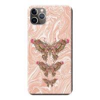 iPhone 11 Pro Max Kılıf Kelebekli Ebru Baskılı Esnek TPU Silikon