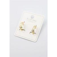 Taşlı Halka Küpe - Altın