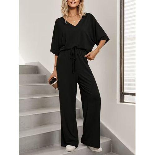 Kadın Kısa Kollu V Yakalı Viskon Bluz Ve Pantolon Ikili Takım