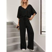 Kadın Kısa Kollu V Yakalı Viskon Bluz Ve Pantolon Ikili Takım