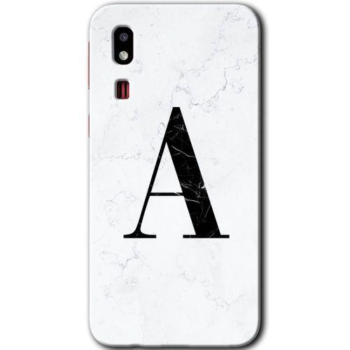 Potkal Hediye Fabrikası Samsung Galaxy A2 Core Kılıf HD Desen Baskılı Arka Kapak - Beyaz Mermer Desenli A Harfi
