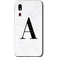 Potkal Hediye Fabrikası Samsung Galaxy A2 Core Kılıf HD Desen Baskılı Arka Kapak - Beyaz Mermer Desenli A Harfi