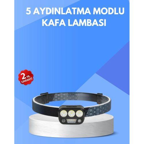 300 Lümen Sensörlü Led Kafa Lambası Usb Şarjlı Sos Modlu