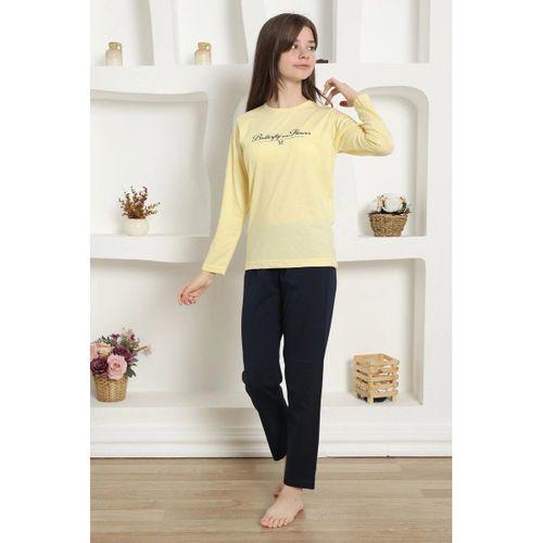 Kız Çocuk Penye Pijama Takım Sarı