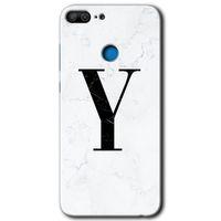 Honor 9 Lite Kılıf HD Desen Baskılı Arka Kapak - Beyaz Mermer Desenli Y Harfi