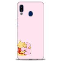 Samsung Galaxy A20 Kılıf HD Baskılı Kılıf - Winnie the Pooh Kalpli + Tam Ekran Koruyucu