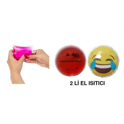 Gülen Emoji Kırmızı Ceylan Cep Sobası,El Isıtıcı,2 Adet Sıcak Su Torbası Pvc  9Cm