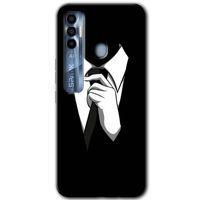 Tecno Spark 7 Pro Kılıf HD Desen Baskılı Arka Kapak+Temperli Cam - Smokin