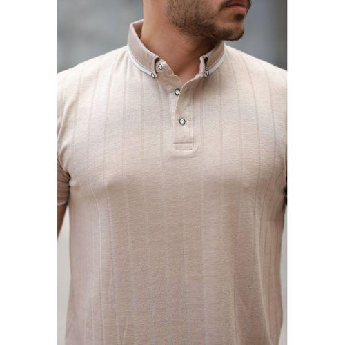 Erkek Düğme Yakalı Jakar Kumaş Kısa Kollu Tişört