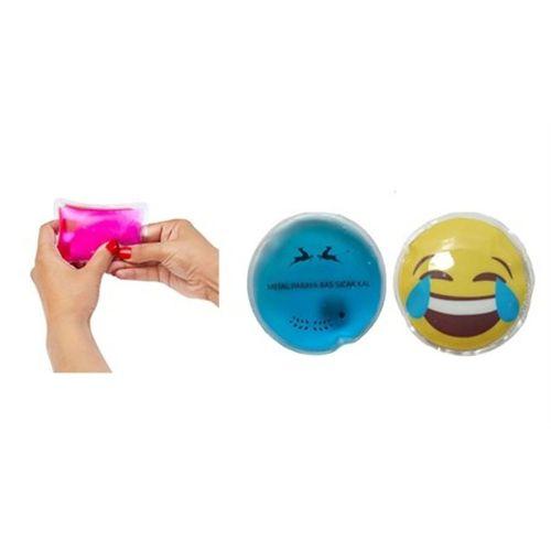 Gülen Emoji Mavi Ceylan Cep Sobası,El Isıtıcı,2 Adet Sıcak Su Torbası Pvc 9Cm