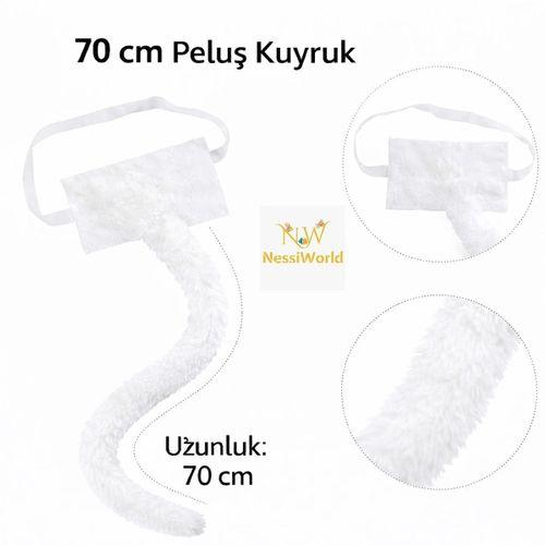 Beyaz Peluş Kuyruk Şekil Verilebilir 70 cm