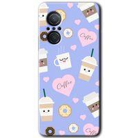 MRCİLETİSİM Huawei Nova 9 SE Kılıf HD Desen Baskılı Arka Kapak+Temperli Cam - Coffee Cake