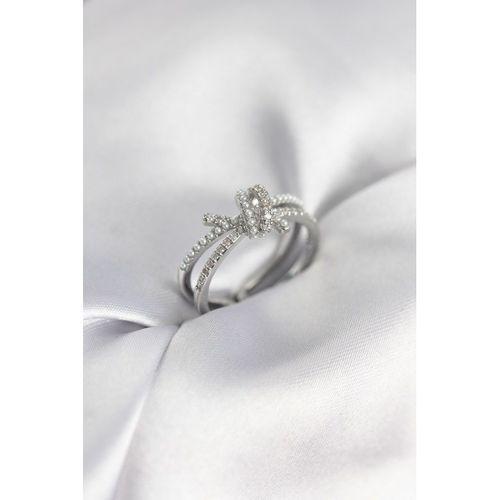 Gümüş Renk İncili Zirkon Taşlı Düğüm Kadın Yüzük