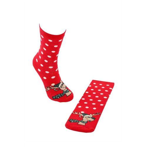 Dode Flora Çocuk Pamuk İç Havlu Puantiye Desen Soket Yılbaşı Çorabı