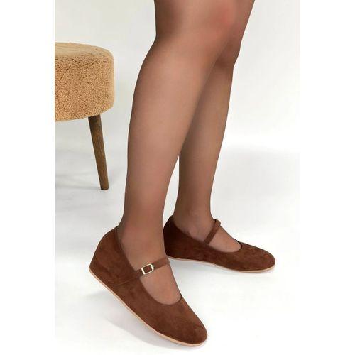 Lossa Taba Süet Kemerli Babet Ayakkabı