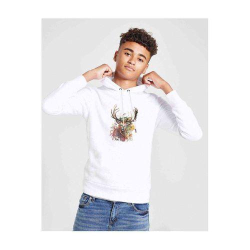 Watercolor deer Baskılı Unisex Çocuk Kapüşonlu Beyaz Sweatshirt