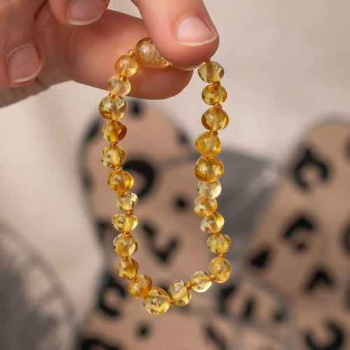 Lucky Life 925 Ayar Gumuss Bebek Damla Kehribar Bileklik