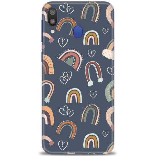 Samsung Galaxy M20 Kılıf HD Baskılı Kılıf - Gökyüzü Kalp + Tam Ekran Koruyucu