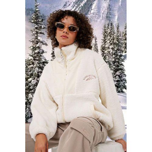 5194 Peluş Mont Ceket - Ekru