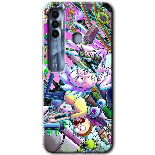 Tecno Spark 7 Pro HD Baskılı Kılıf + 9D Tam Ekran Koruyucu - Graffiti Çizgi Film