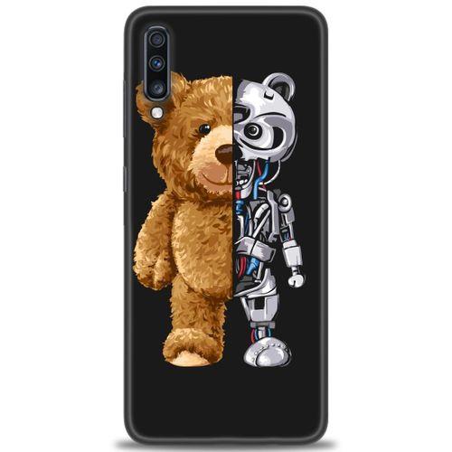 Samsung Galaxy A70 Kılıf HD Baskılı Kılıf - Ayı ve İskeleti + Tam Ekran Koruyucu