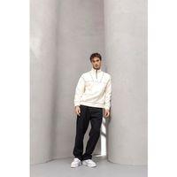 Crowe Şerit Detaylı Yarım Fermuar Polar Sweatshirt Ekru - Bezayağı Kumaş Pantolon Siyah