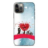 Lopard Apple iPhone 12 Pro Uyumlu Kılıf Bahar (20) Koruyucu Kılıf Kalpli Ağaç